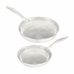 AmazonBasics 2-Piece Stainless Steel Fry Pan Set, 10-Inch and 8-Inch