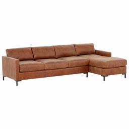 Amazon Brand – Rivet Edgewest Modern Right-Facing Sofa Chaise Sectional, Leather, 115