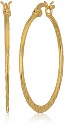 Yellow Gold Plated Sterling Silver Hammered Hoop Earrings