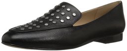 The Fix Amazon Brand Women's Dakoda Silver Flat Head Stud Loafer, Black, 11 B US