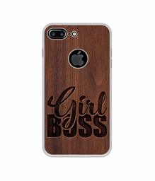 Amazon Brand - Solimo Designer Girl Boss On Wood UV Printed Soft Back Case Mobile Cover for Apple iPhone 7 Plus (Logo Cut)