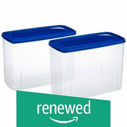 (Renewed) Amazon Brand - Solimo Set of 2 Storage Container (3.4L), Blue