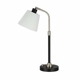 Amazon Brand – Stone & Beam Task Lamp with Rotary Switch on the Base and LED Light Bulb - 21.5-Inch, Black / Brushed Nickel