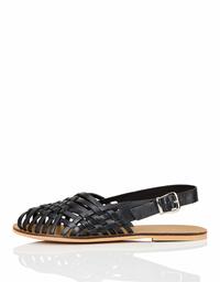 find. Women's Weave Slingback Leather Open Toe Sandals, Black, 2