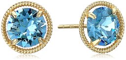 10k Gold Made with Swarovski Birthstone March Stud Earrings