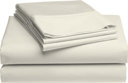 Pike Street 1220-Thread Count Egyptian Cotton Single-Ply Sateen Queen Sheet Set, Ivory