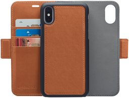 AmazonBasics iPhone X PU Leather Wallet Detachable Mobile Cover, Brown