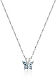 Sterling Silver Genuine Sky Blue Topaz Butterfly Pendant Necklace, 18