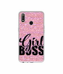 Amazon Brand - Solimo Designer Girl Boss On Pink Sparkle UV Printed Soft Back Case Mobile Cover for Realme 3 / Realme 3i