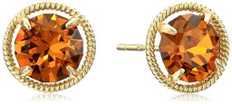 10k Gold Made with Swarovski Birthstone November Stud Earrings