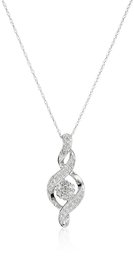 10K White Gold Diamond Twist Pendant Necklace (1/4 cttw), 18