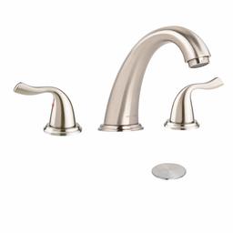 AmazonBasics Traditional 3 Piece Bathroom Faucet Set, Satin Nickel