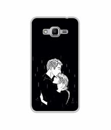 Amazon Brand - Solimo Designer Couples Standing in Rain UV Printed Soft Back Case Mobile Cover for Samsung Galaxy J2 Ace