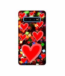 Amazon Brand - Solimo Designer Heart Texture on Glitters 3D Printed Hard Back Case Mobile Cover for Samsung Galaxy S10 Plus