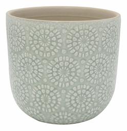 Amazon Brand – Stone & Beam Small Floral-Embossed Planter, 4.3