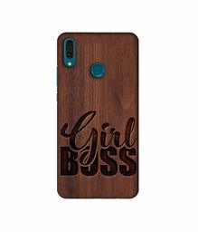 Amazon Brand - Solimo Designer Girl Boss On Wood 3D Printed Hard Back Case Mobile Cover for Huawei Y9 (2019)