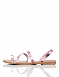 Marca Amazon - find. Flat Gladiator Sandalias de Gladiador, Pink (Metallic Pink), 39 EU