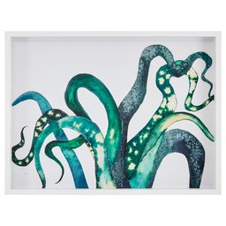 Amazon Brand – Rivet Modern Octopus Tentacle Print in Shadowbox, White Frame, 31