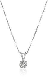 14k White Gold Round-Cut Diamond Solitaire Pendant Necklace (3/4cttw, K-L Color, I1-I2 Clarity), 18