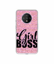 Amazon Brand - Solimo Designer Girl Boss On Pink Sparkle UV Printed Soft Back Case Mobile Cover for OnePlus 7T