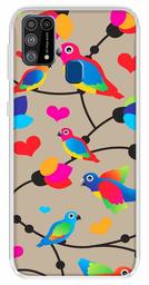 Amazon Brand - Solimo Designer Multicolor Flycatchers Birds Bronze Patterns Design Printed Soft Back Case Mobile Cover for Samsung Galaxy M31