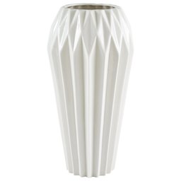 Amazon Brand – Rivet Modern Angled Stoneware Home Decor Flower Vase - 12 Inch, White