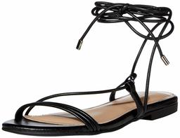 The Drop Women's Samantha Strappy Lace Up Sandals - Black (Faux Leather Black)