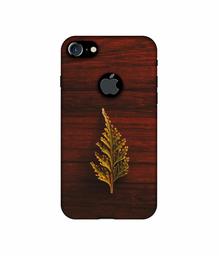 Amazon Brand - Solimo Designer Leaf on Wood UV Printed Soft Back Case Mobile Cover for Apple iPhone 7 (Logo Cut)