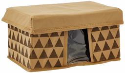 Amazon Brand - Solimo Printed Fabric Rectangular Storage Box, Medium, Set of 6, Brown