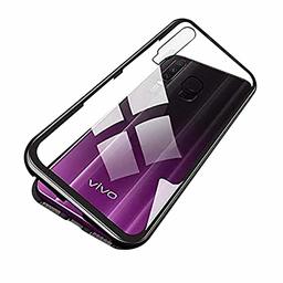 Amazon Brand - Solimo Magnetic Metal Frame Mobile Cover (Bumper Glass Back) for Vivo Z1 Pro (Black)