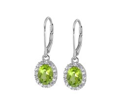 Oval Peridot Halo Leverback Earrings