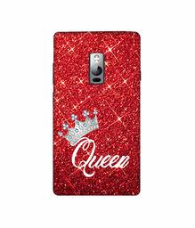 Amazon Brand - Solimo Designer Queen On Red Glitter 3D Printed Hard Back Case Mobile Cover for OnePlus 2