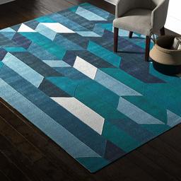 Rivet Geometric Color Blocking Rug, 5' x 8', Blue