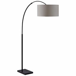 Amazon Brand – Stone & Beam Modern Arc Living Room Floor Lamp With Light Bulb And White Shade - 10 x 56 x 76 Inches, Black