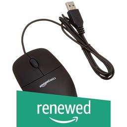 AmazonBasics 3-Button USB Wired Computer Mouse (Black), 1-Pack (Renewed)