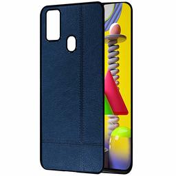 Amazon Brand - Solimo Leather Mobile Cover (Soft & Flexible Back case), for Samsung Galaxy M31 (Blue)