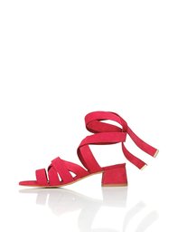 Amazon-merk - vinden. Dames Enkelband Tie Up Suede Sandalen,Rood,7 UK