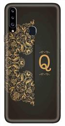 Amazon Brand - Solimo Designer Black Pattern Alphabet-Q 3D Printed Hard Back Case Mobile Cover for Samsung Galaxy A20s