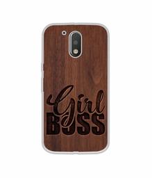 Amazon Brand - Solimo Designer Girl Boss On Wood UV Printed Soft Back Case Mobile Cover for Motorola Moto G4 Plus