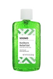 Amazon Brand - Solimo Sunburn Relief Gel with Aloe Vera, Lidocaine, and Menthol, 8 Fluid Ounce