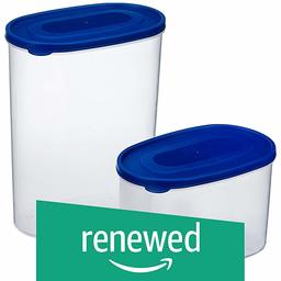 (Renewed) Amazon Brand - Solimo Set of 2 Kitchen Storage Containers (1650ml, 950ml), Blue