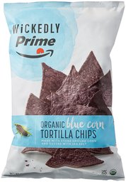 Wickedly Prime Organic Tortilla Chips, Stone-Ground Blue Corn, 13 Ounce