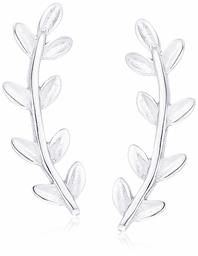 Women's Leaf Climber Stud Earrings, Sterling Silver, One Size