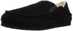 Amazon Brand - 206 Collective Men's Bower Collapsible Back Shearling Moccasin Slipper, Black Suede, 8.5 D US