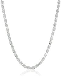 Amazon Essentials Sterling Silver Diamond Cut Rope Chain Necklace, 20