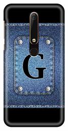 Amazon Brand - Solimo Designer Button Jeans Alphabet-G 3D Printed Hard Back Case Mobile Cover for Nokia 6 (2018)