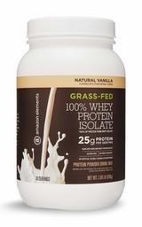 Amazon Elements Grass-Fed 100% Whey Protein Isolate Powder, Natural Vanilla , 2.05 lbs