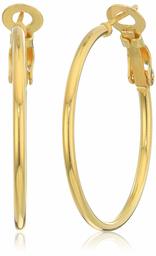 Yellow Gold Plated Sterling Silver Lightweight Paddle Back Hoop Earrings