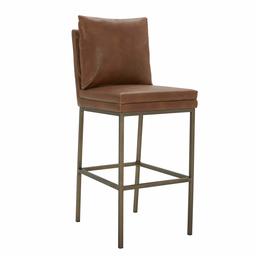 Amazon Brand – Rivet Lundberg Contemporary Faux Leather Barstool with Brass Legs, 44.5