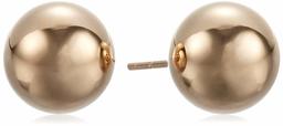 Amazon Collection Ball Stud Earrings 9mm with Silicone Covered 14KT Gold Pushbacks, Dorado, One Size